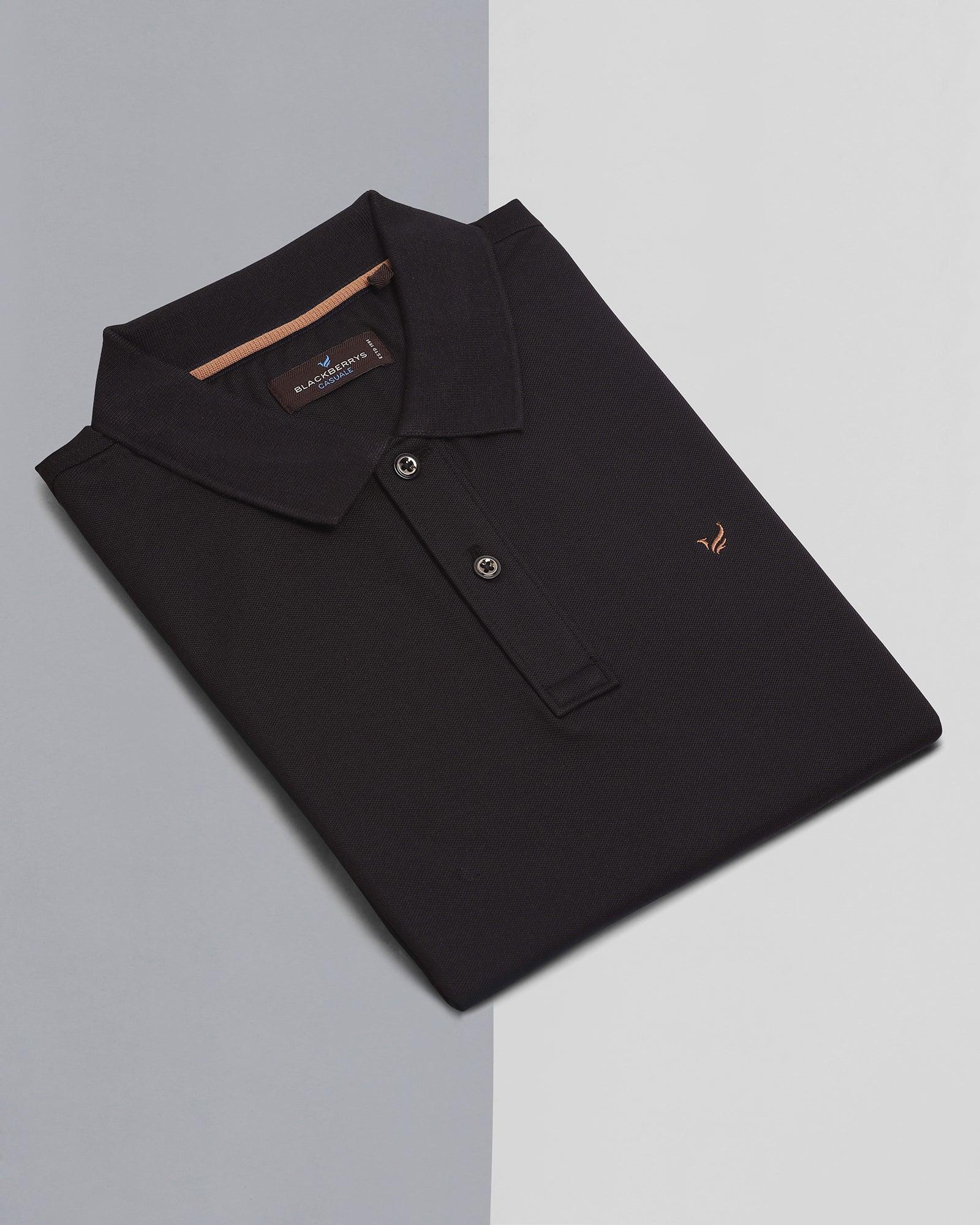 Polo Black Solid T Shirt - Yuki - Blackberrys