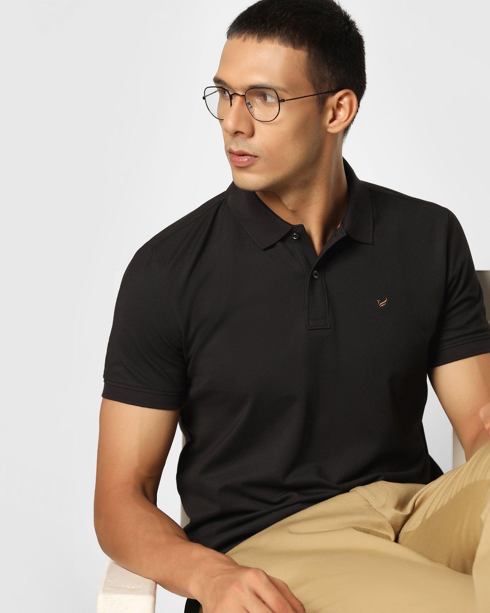 Polo Black Solid T Shirt - Yuki - Blackberrys