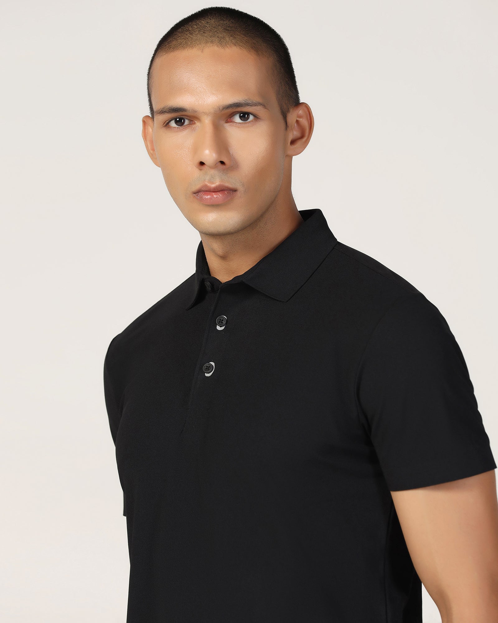 TechPro Polo Black Solid T-Shirt - Carol