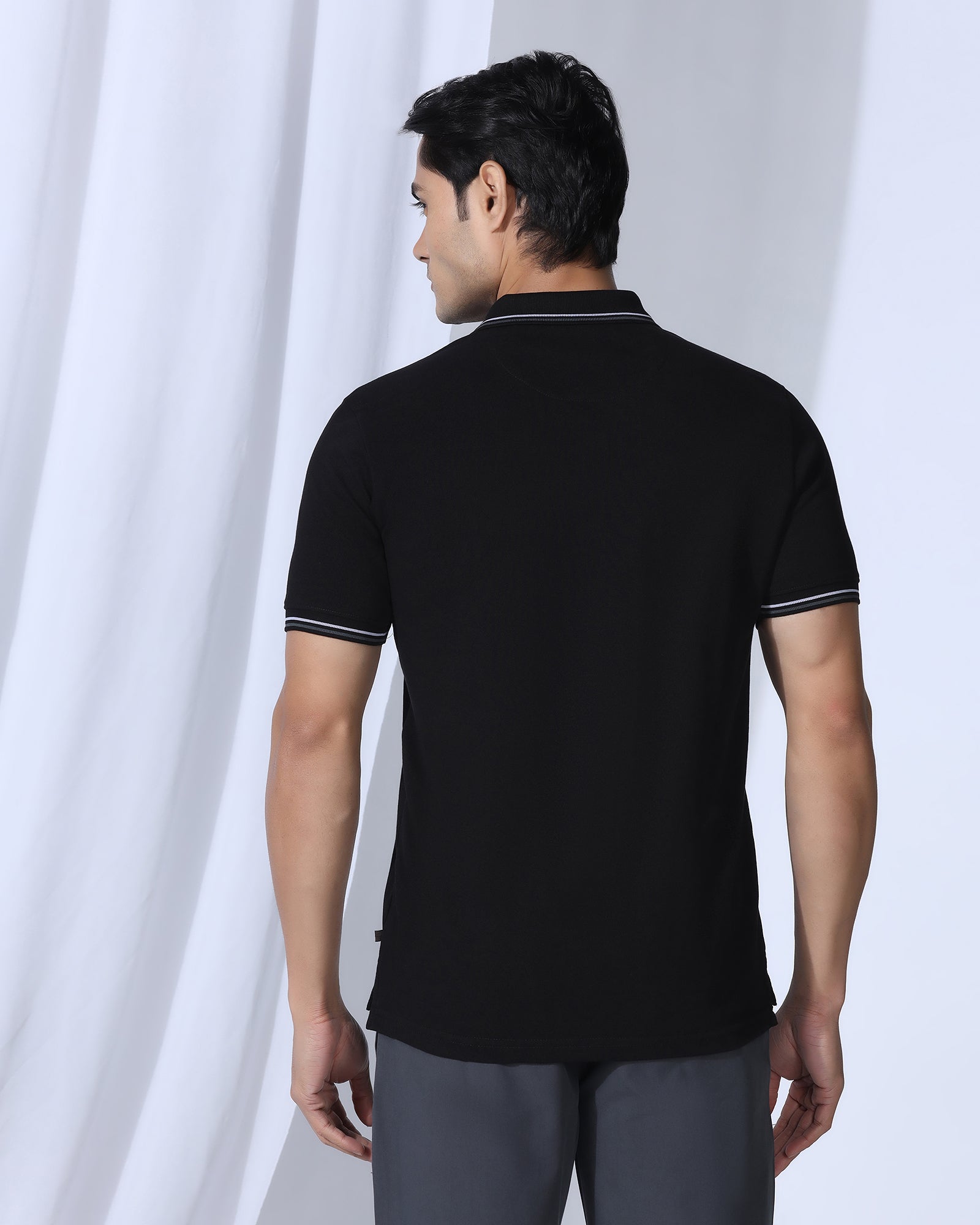 Polo Black Solid T-Shirt - Zephyr