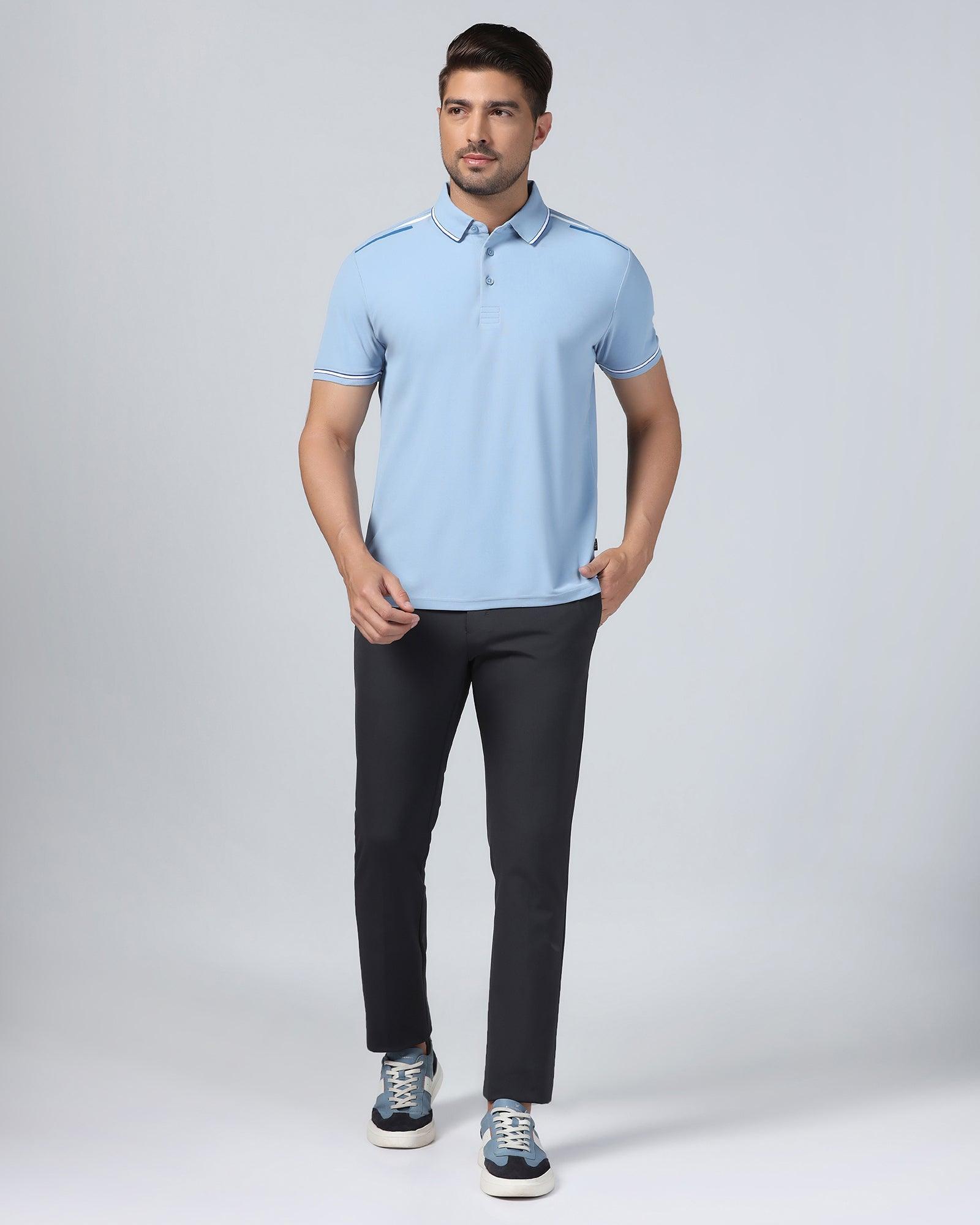 TechPro Polo Blue Solid T-Shirt - Limon