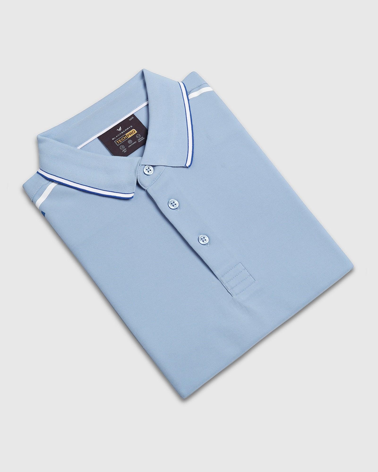 TechPro Polo Blue Solid T-Shirt - Limon