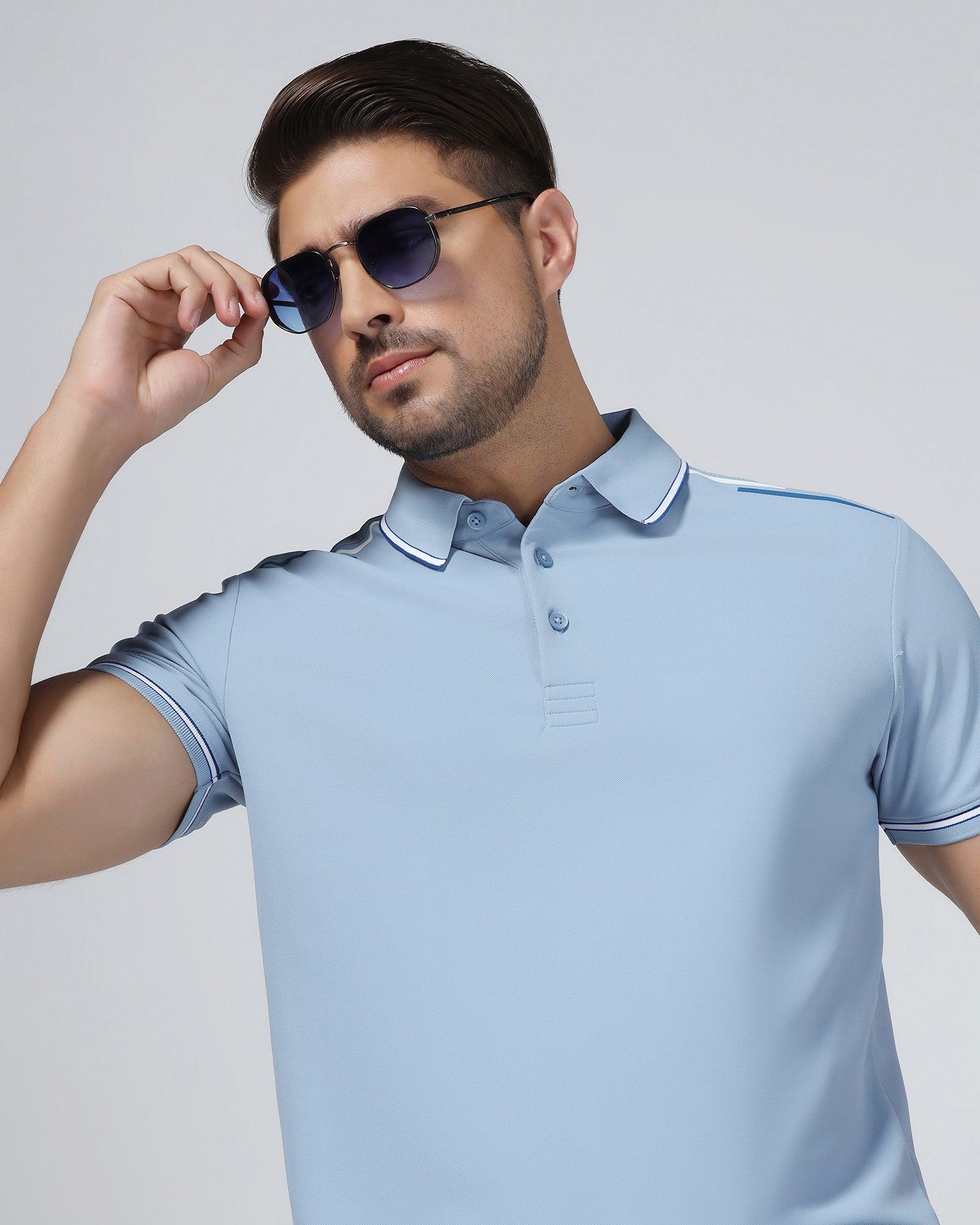 TechPro Polo Blue Solid T-Shirt - Limon