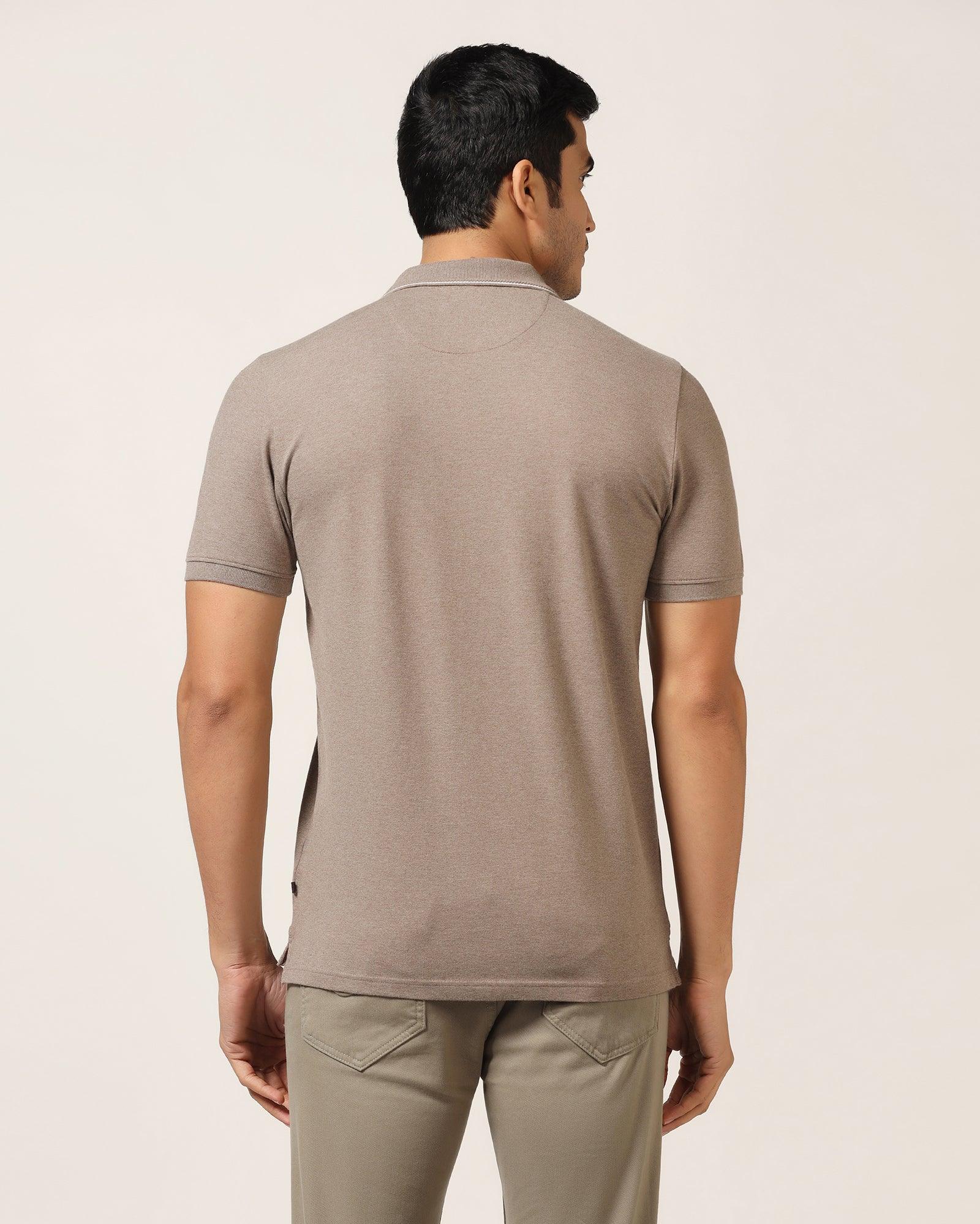 Polo Brown Melange Solid T-Shirt - Alec - Blackberrys