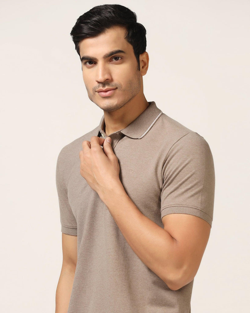 Polo Brown Melange Solid T-Shirt - Alec