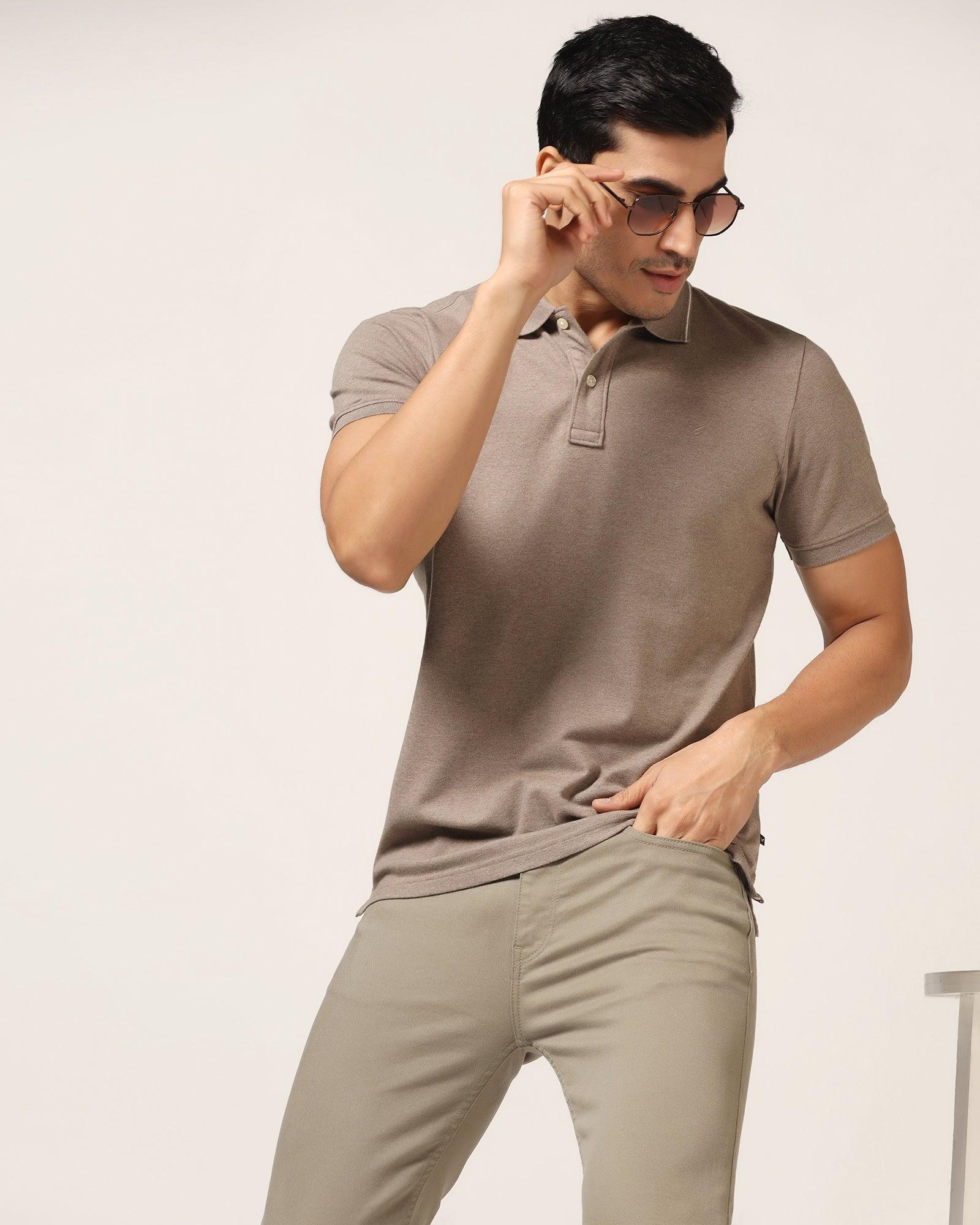 Polo Brown Melange Solid T-Shirt - Alec