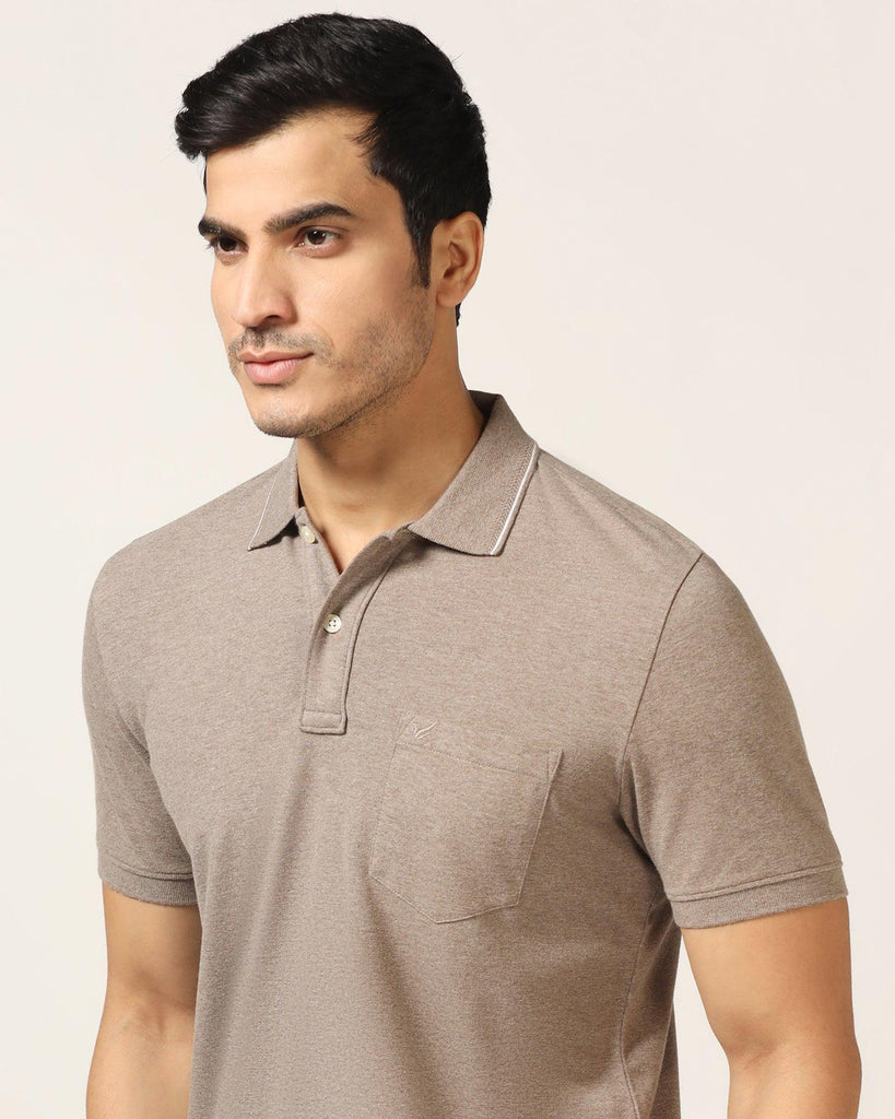 Polo Brown Melange Solid T-Shirt - Alec