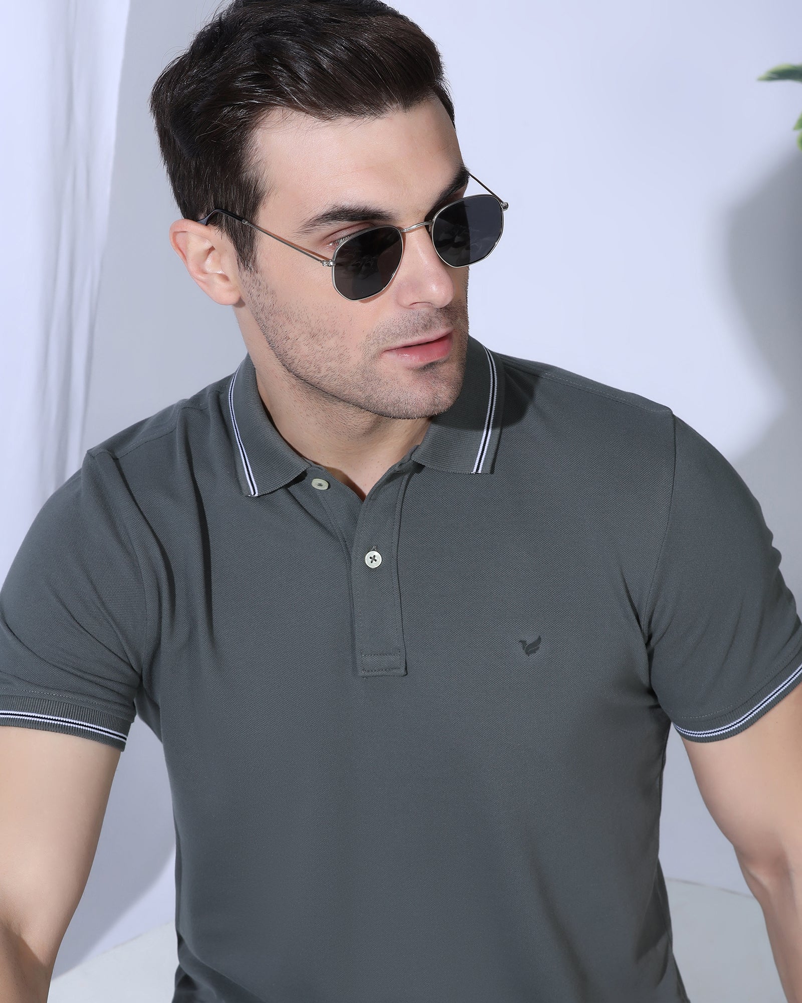 Polo Charcoal Solid T-Shirt - Diesel