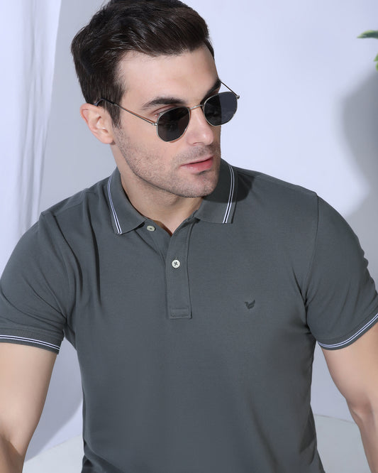 Polo Charcoal Solid T-Shirt - Diesel