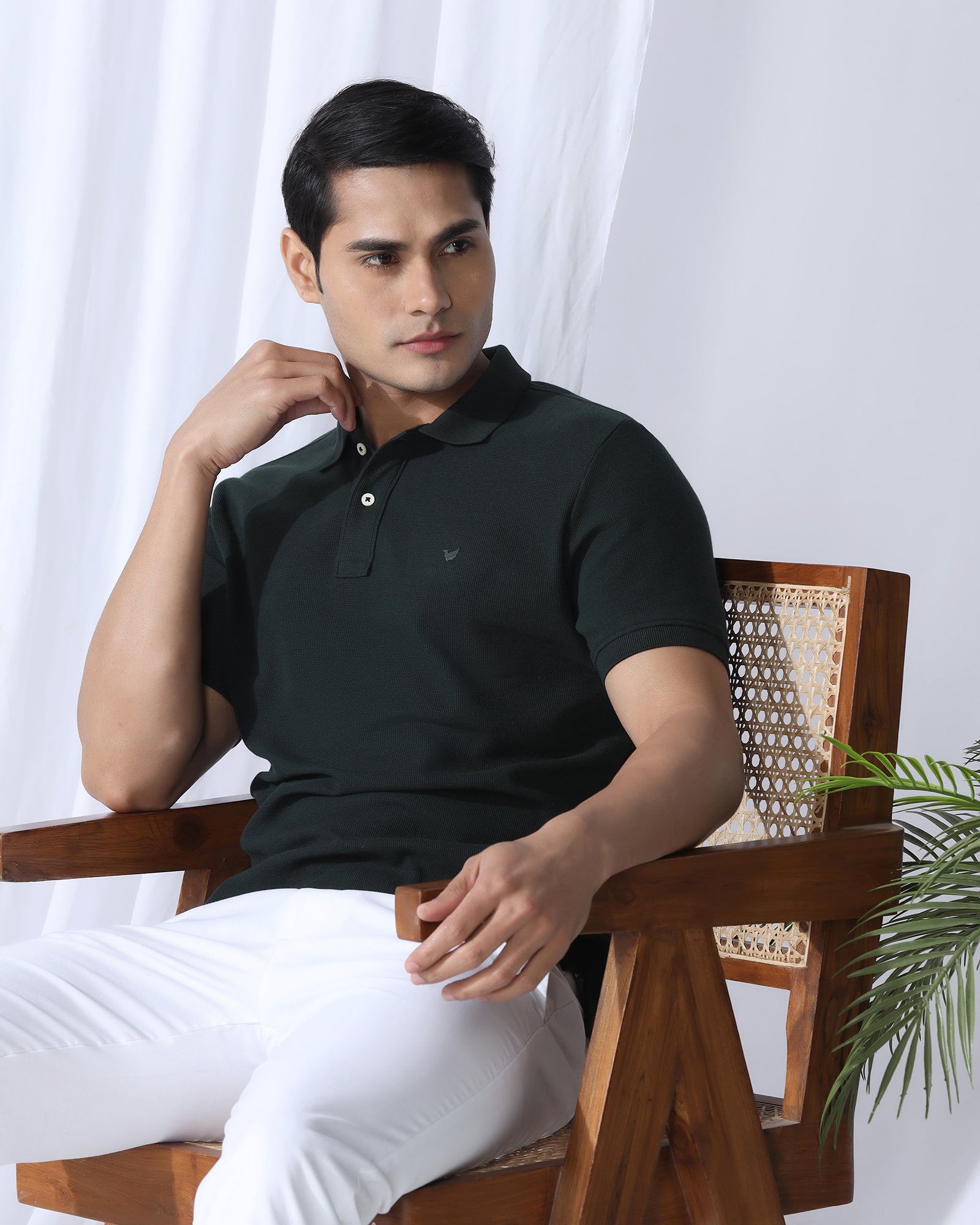 Polo Dark Olive Textured T-Shirt - Kailen