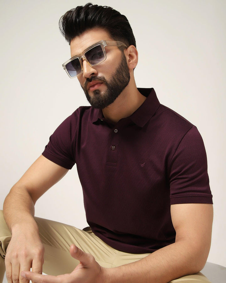 Polo Dark Purple Textured T-Shirt - Lois