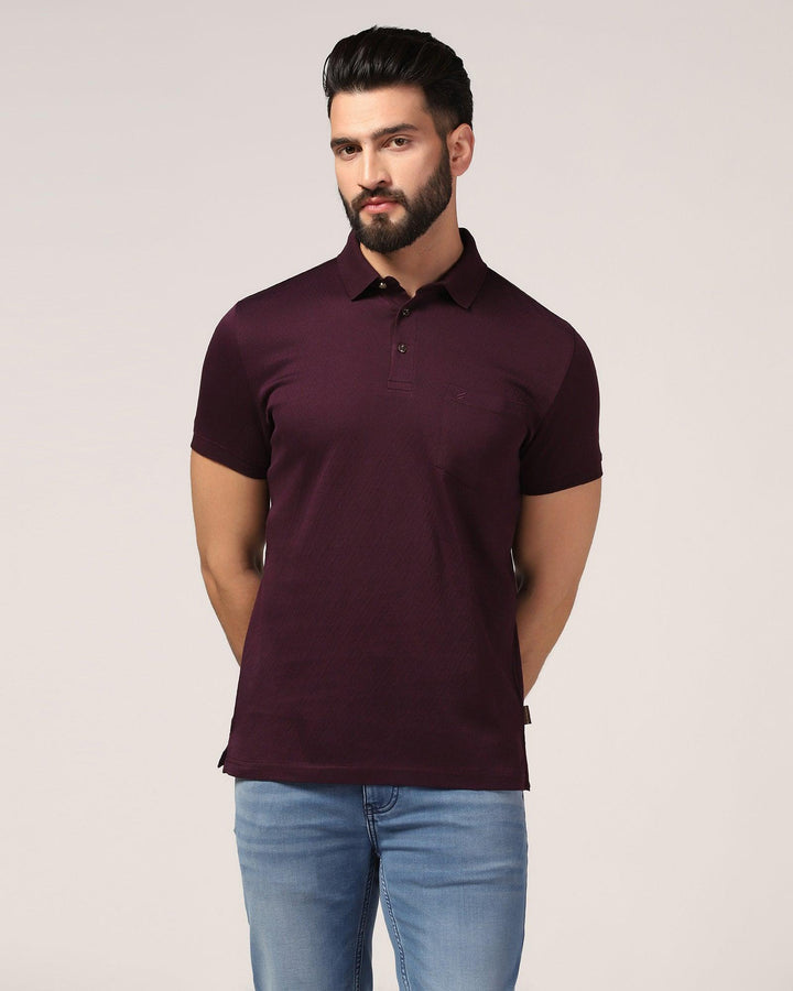 Polo Dark Purple Textured T-Shirt - Lois