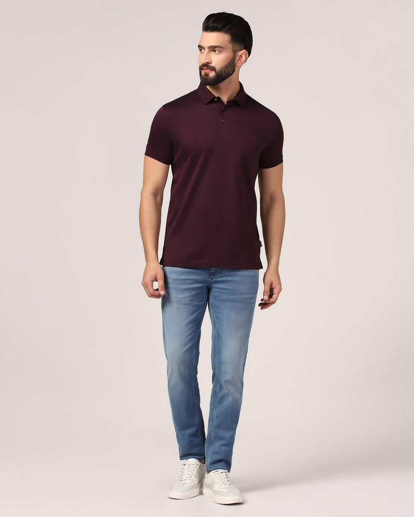 Polo Dark Purple Textured T-Shirt - Lois