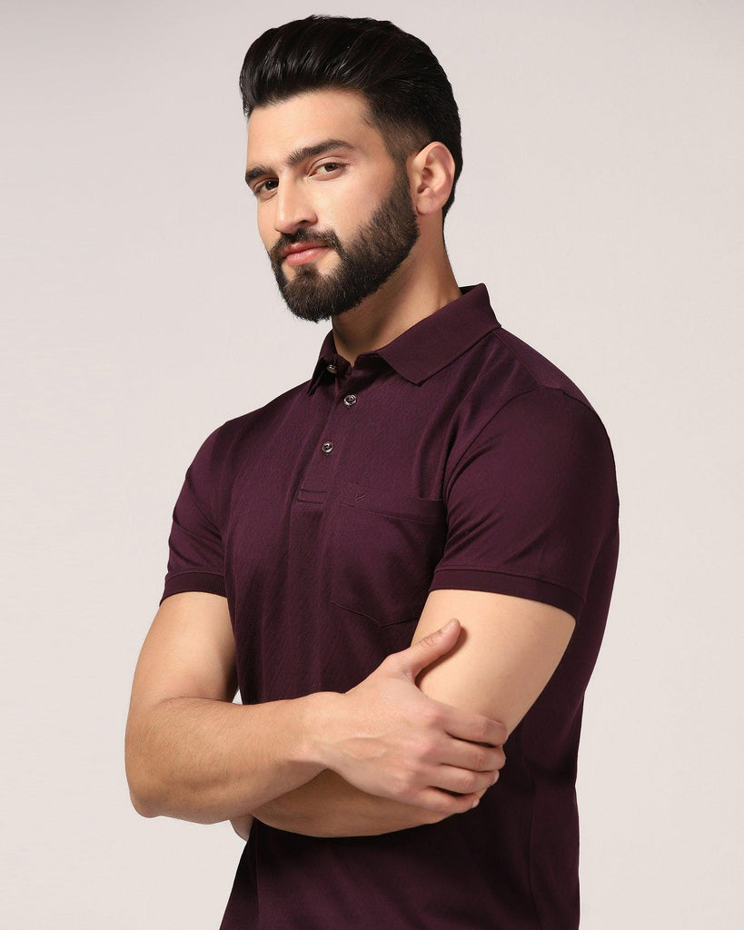 Polo Dark Purple Textured T-Shirt - Lois