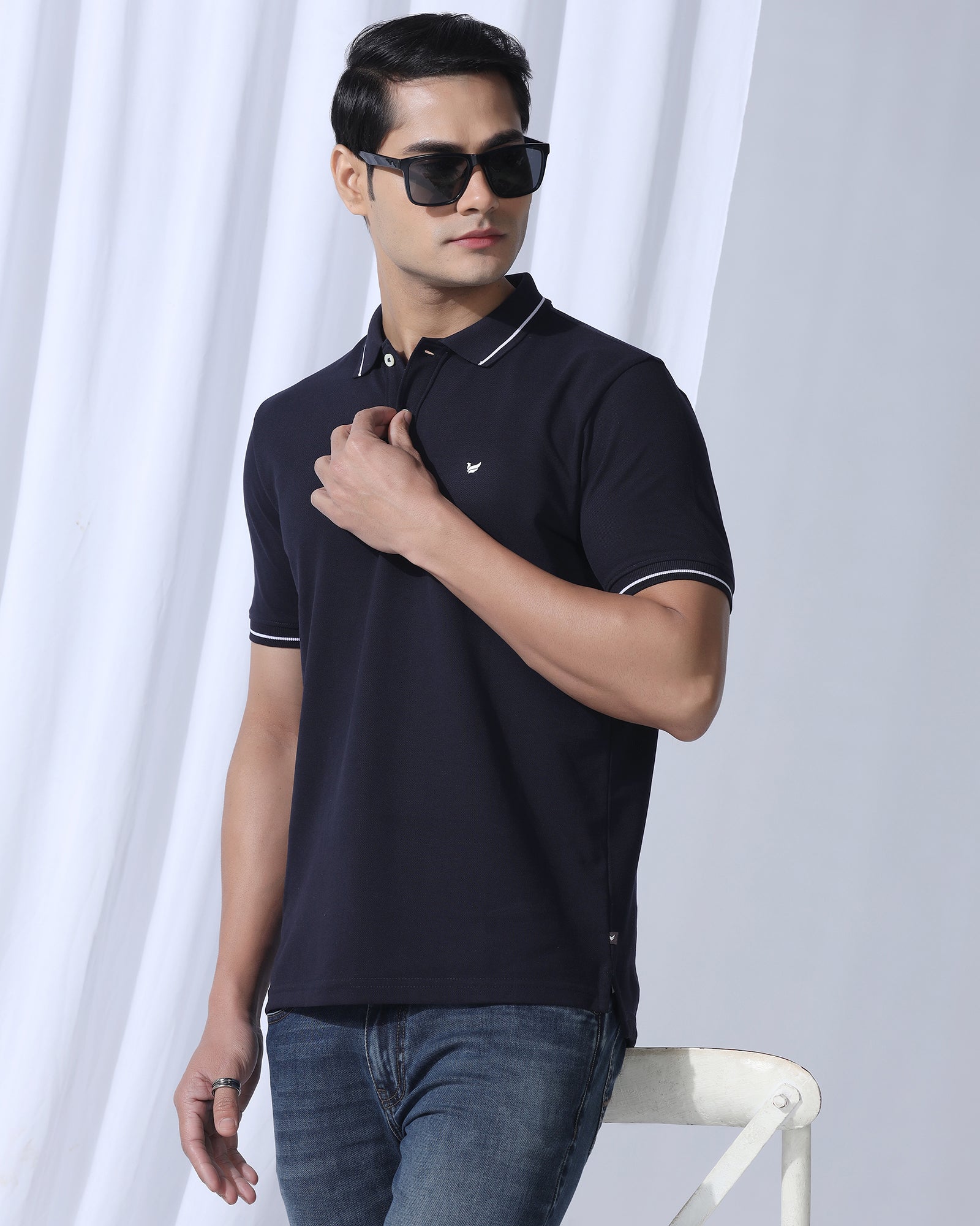 Polo Deep Navy Solid T-Shirt - Elara
