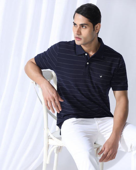 Polo Deep Navy Stripe T-Shirt - Willow