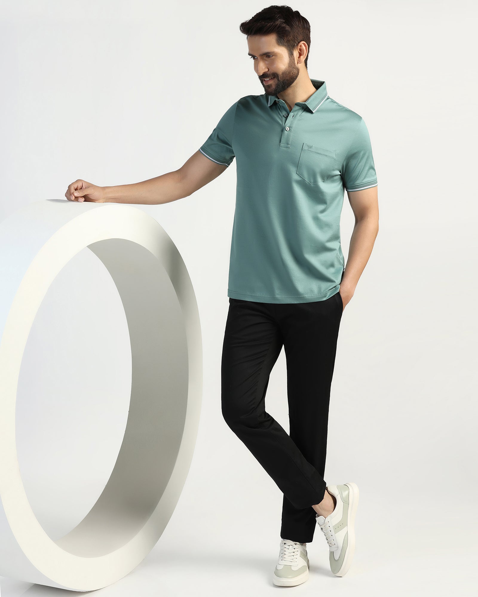 Polo Green Solid T-Shirt - Orion