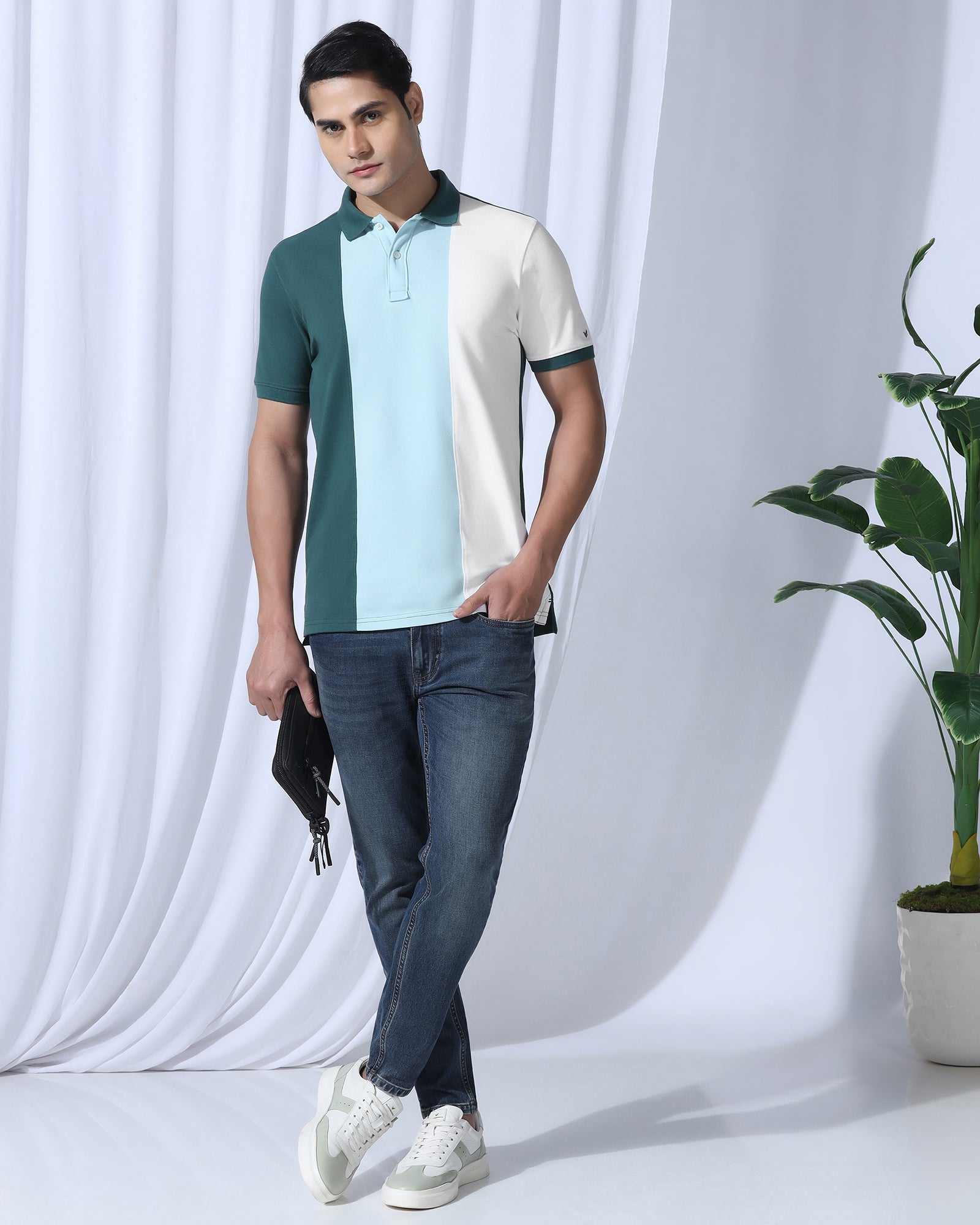 Polo Green Solid T-Shirt - Juniper