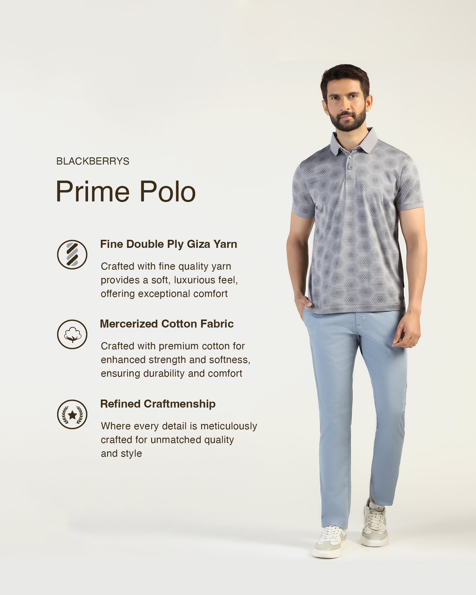 Polo Grey Printed T-Shirt - Hex