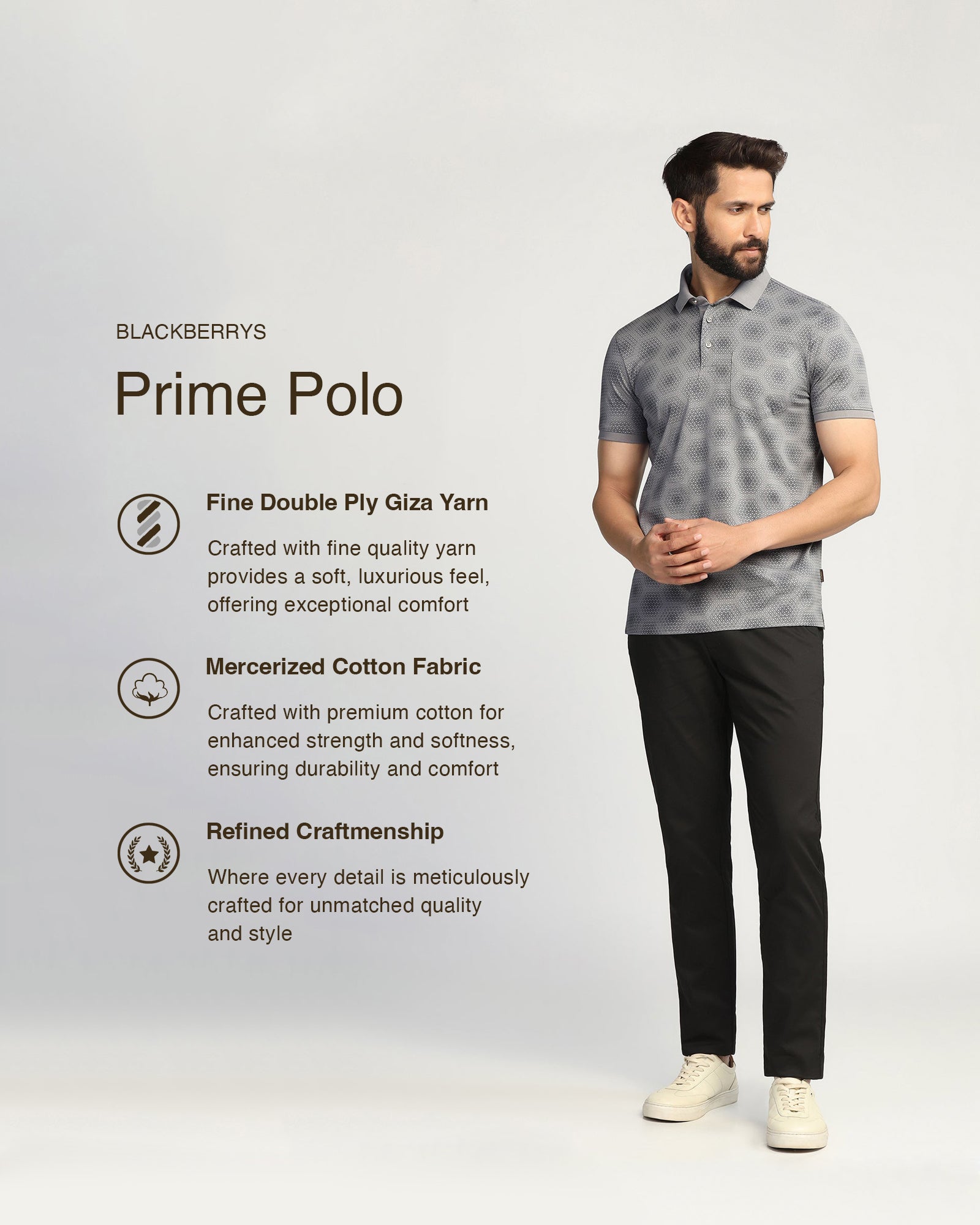 Polo Grey Printed T-Shirt - Hex