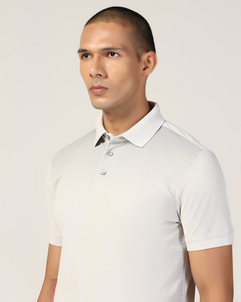 TechPro Polo Grey Printed T-Shirt - Ivory