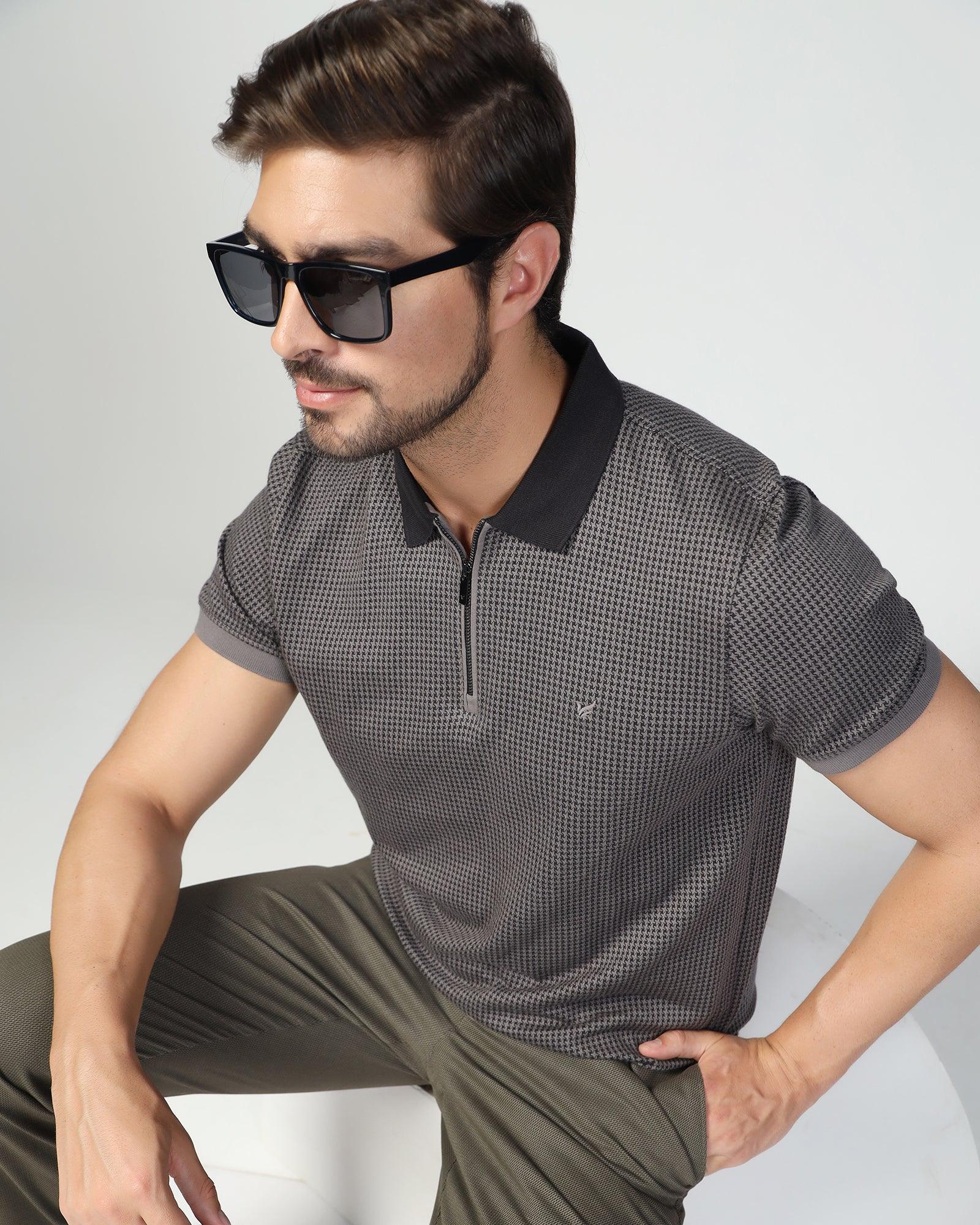 Buy Polo Grey Structure T-Shirt From Keiji Collection Online