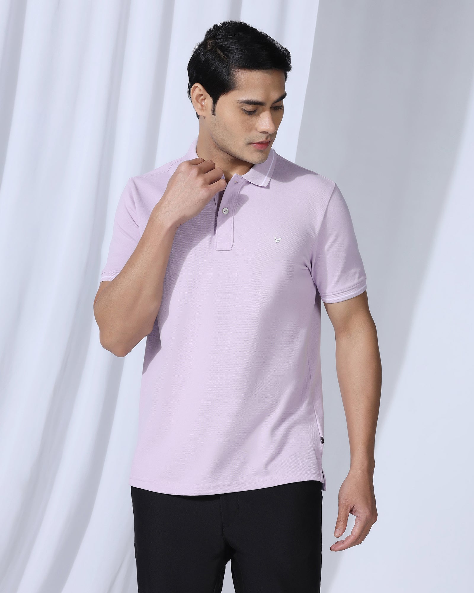 Polo Lavender Solid T-Shirt - Elara