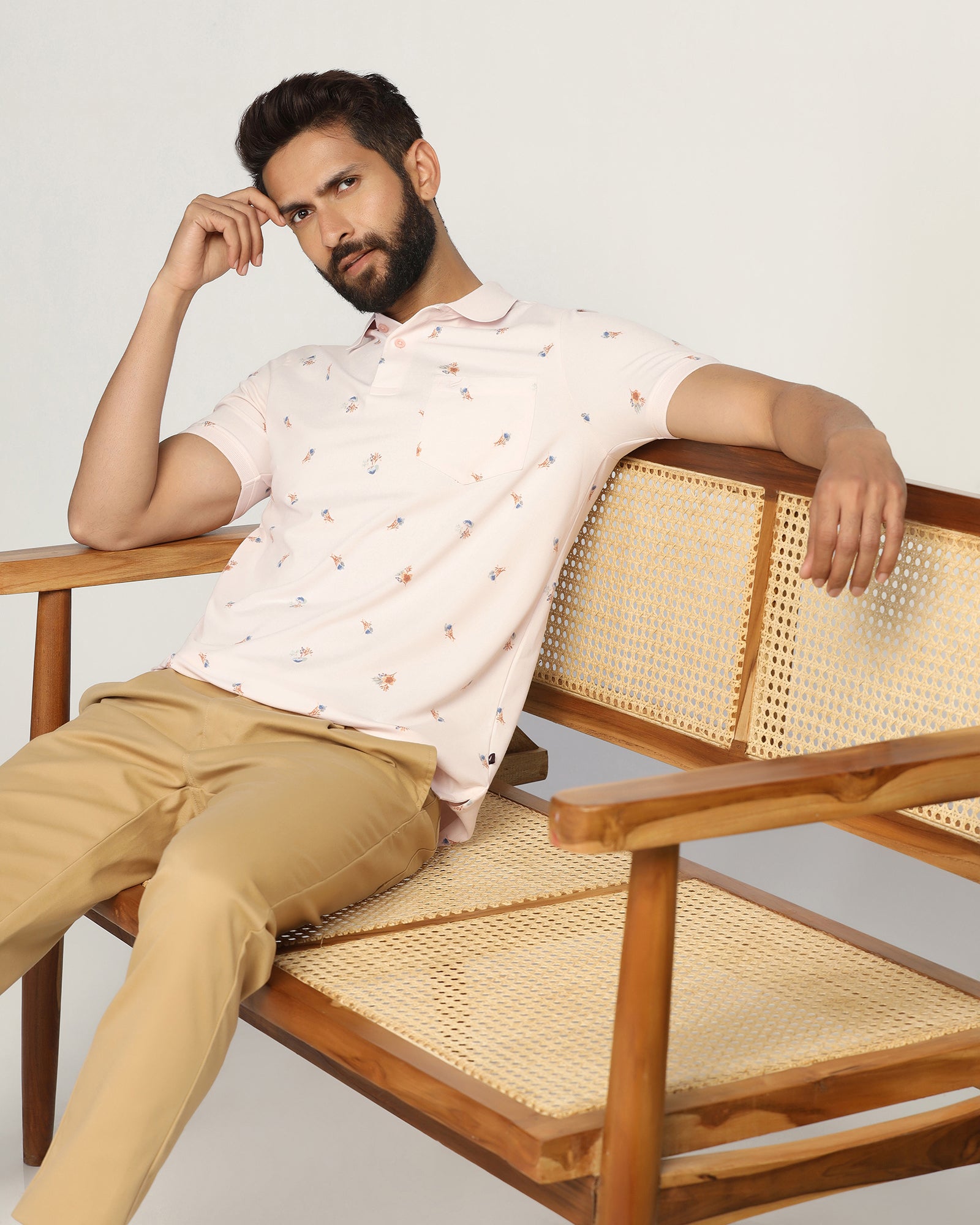 Polo Light Pink Printed T-Shirt - Depp