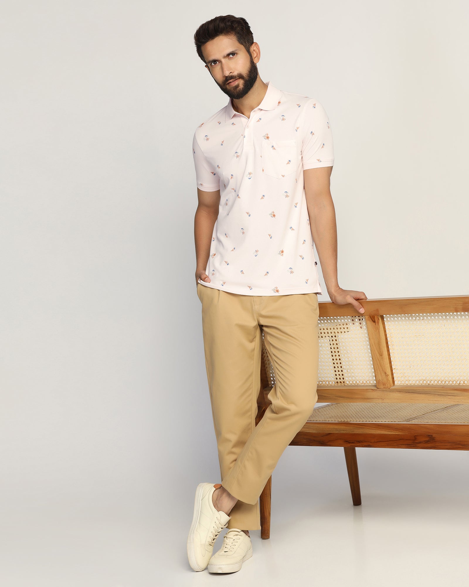 Polo Light Pink Printed T-Shirt - Depp