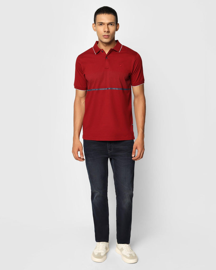 Polo Maroon Stripe T-Shirt - Hawk