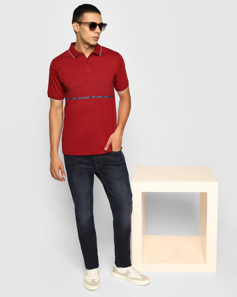 Polo Maroon Stripe T-Shirt - Hawk