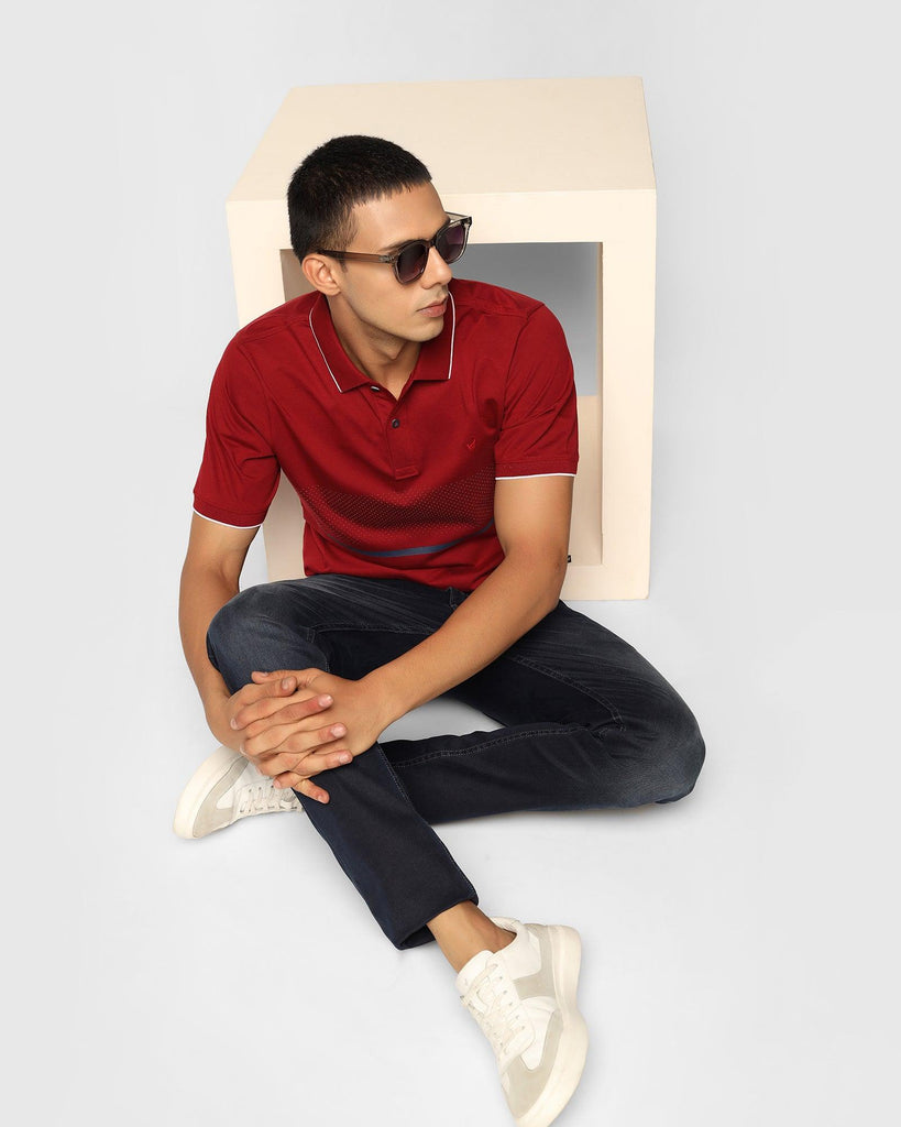 Polo Maroon Stripe T-Shirt - Hawk