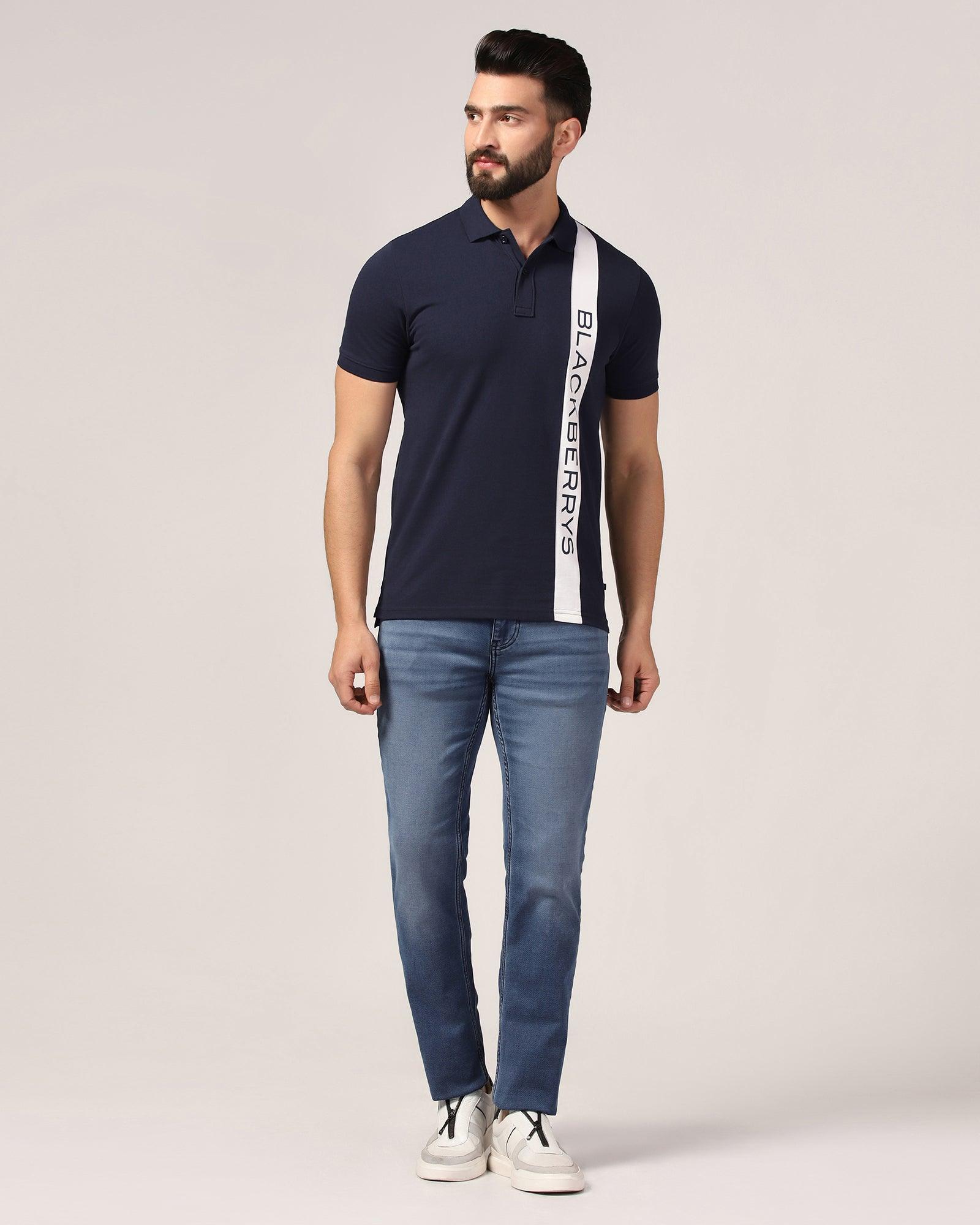Polo Navy Printed T-Shirt - Blick - Blackberrys