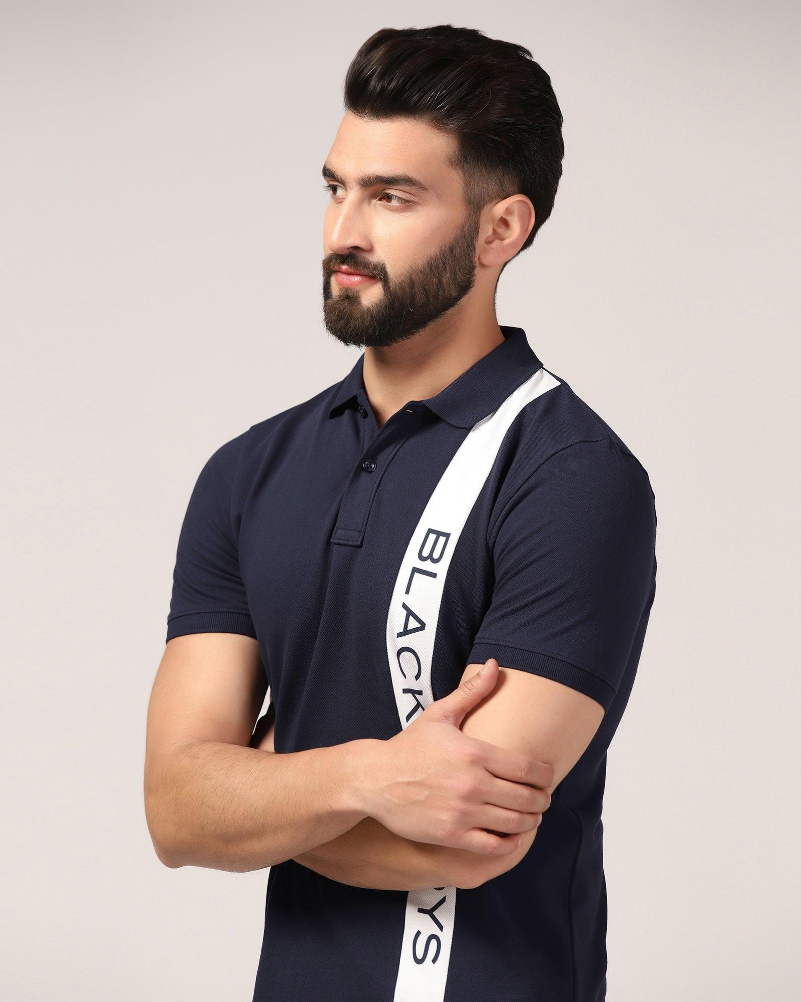 Polo Navy Printed T-Shirt - Blick - Blackberrys