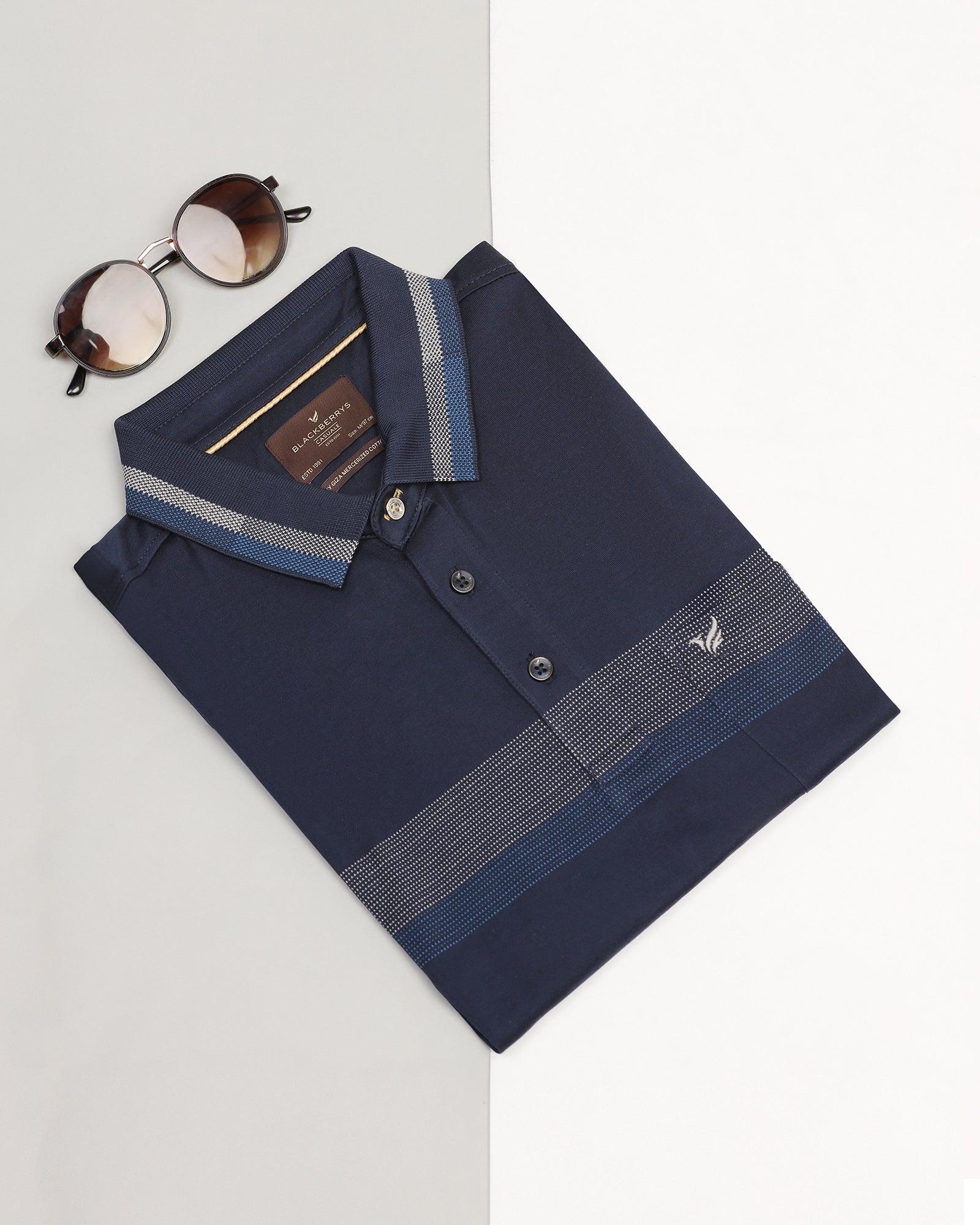 Polo Navy Stripe T-Shirt - Manny - Blackberrys