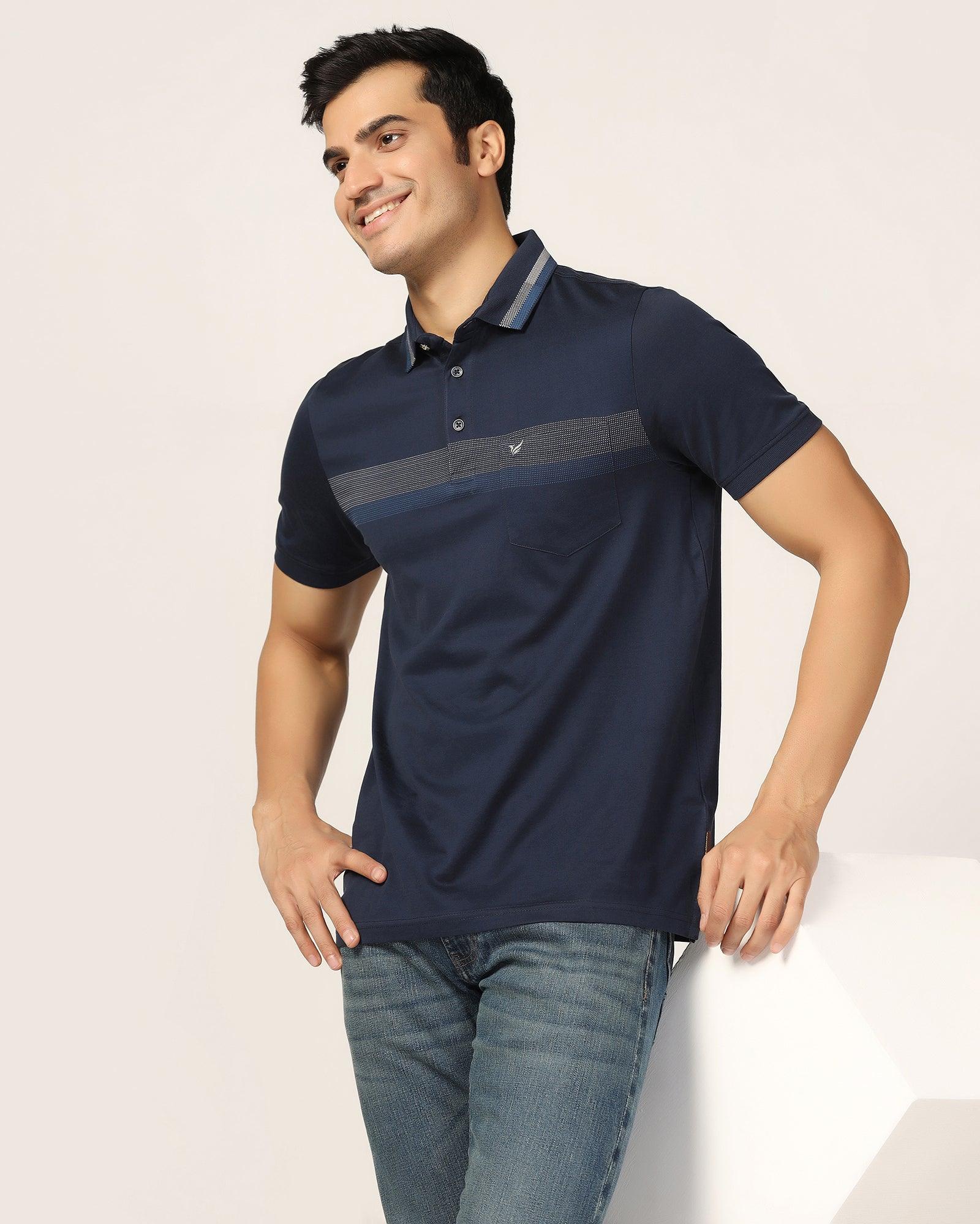 Polo Navy Stripe T-Shirt - Manny - Blackberrys