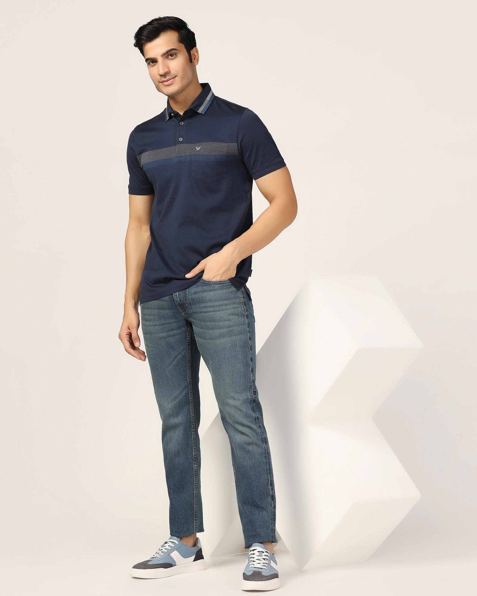Polo Navy Stripe T-Shirt - Manny - Blackberrys