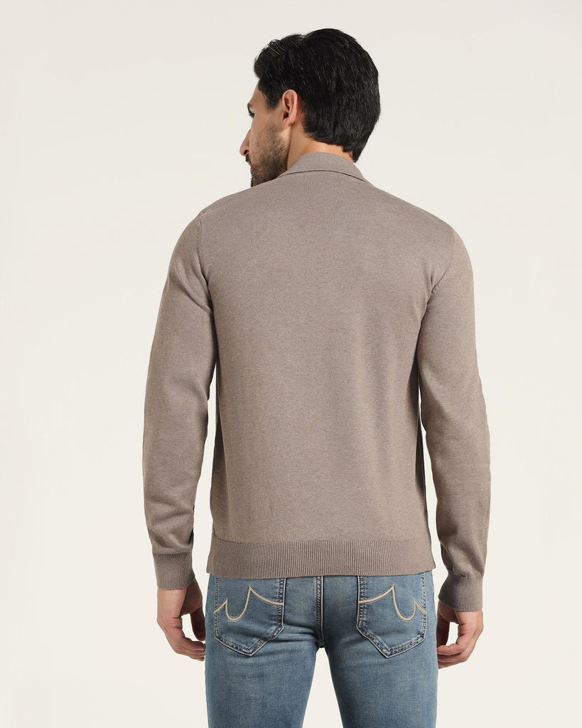 Polo Neck Brown Solid Sweater - Jill