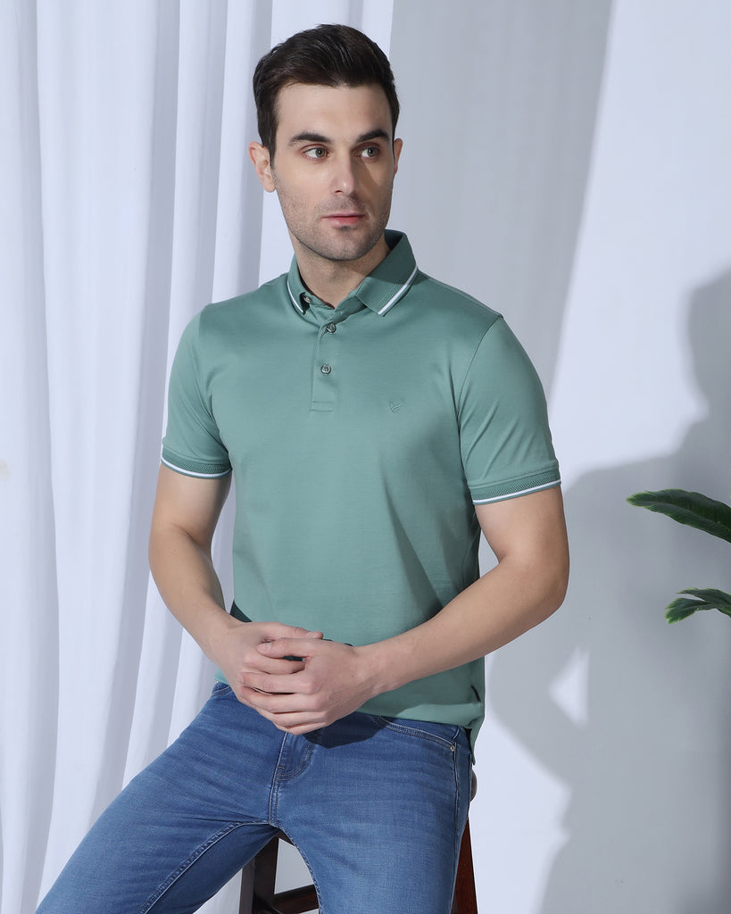 Polo Neutral Green Solid T-Shirt - Orion