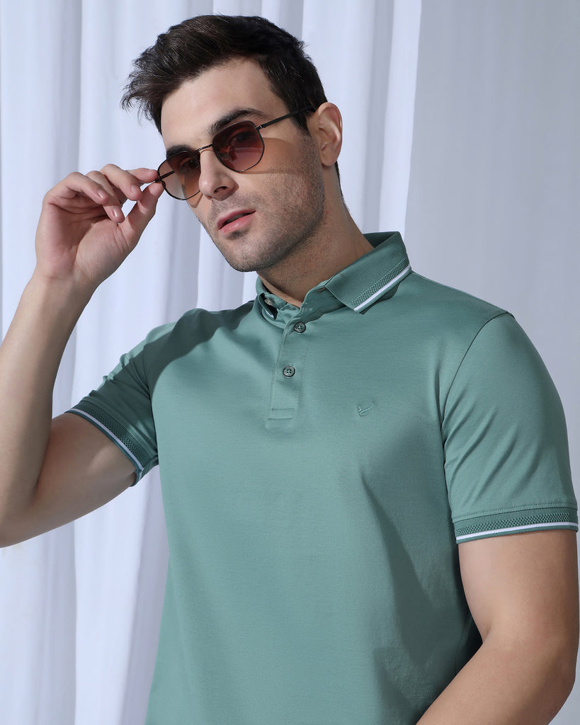 Polo Neutral Green Solid T-Shirt - Orion