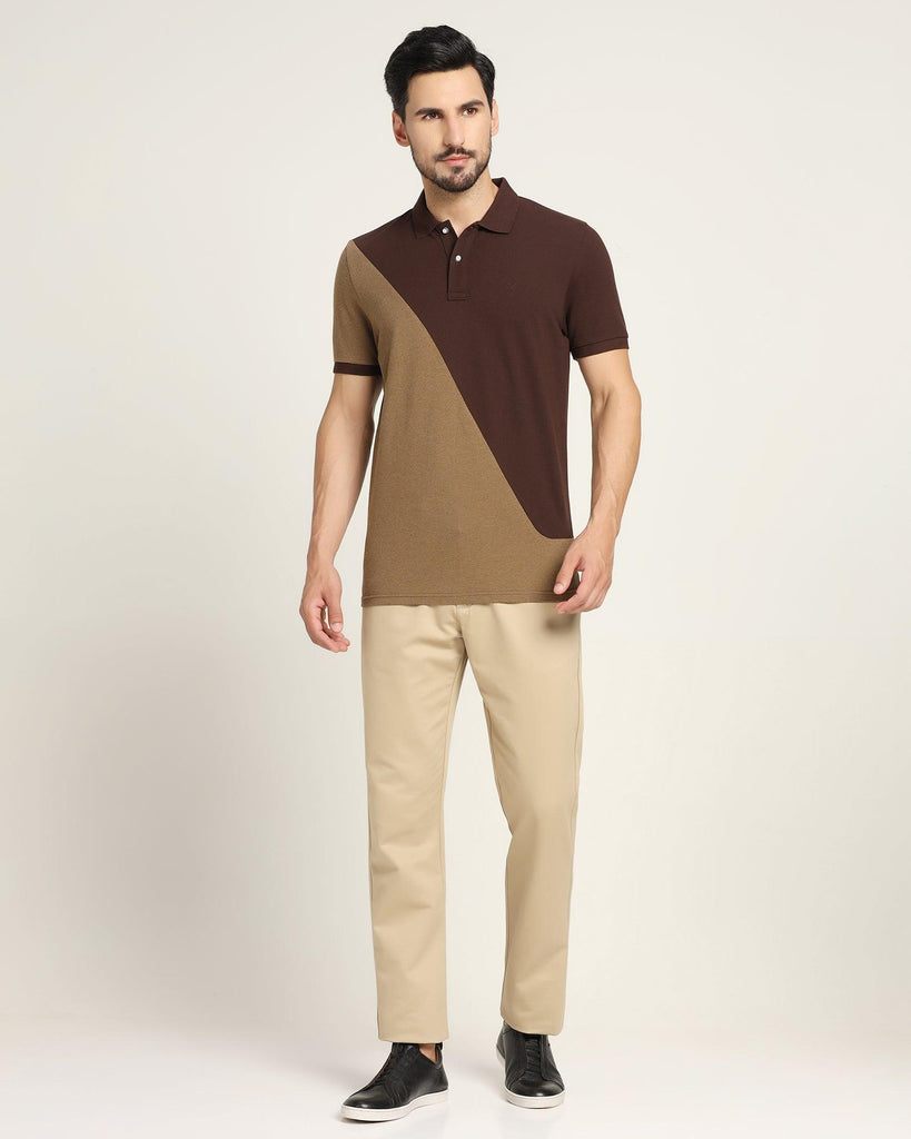 Polo Beige Solid T-Shirt - Fab