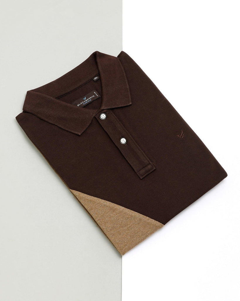 Polo Beige Solid T-Shirt - Fab