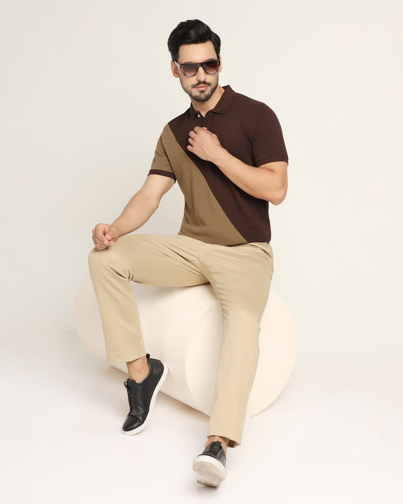 Polo Beige Solid T-Shirt - Fab