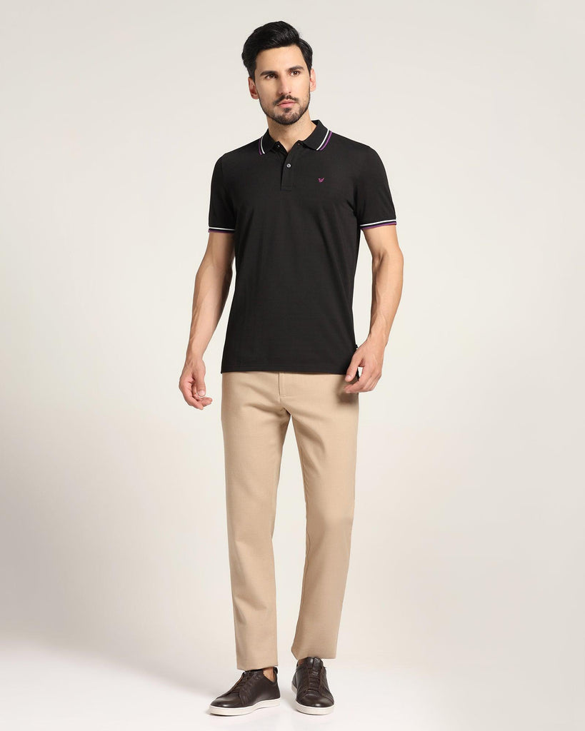 Polo Black Solid T-Shirt - Aquarius