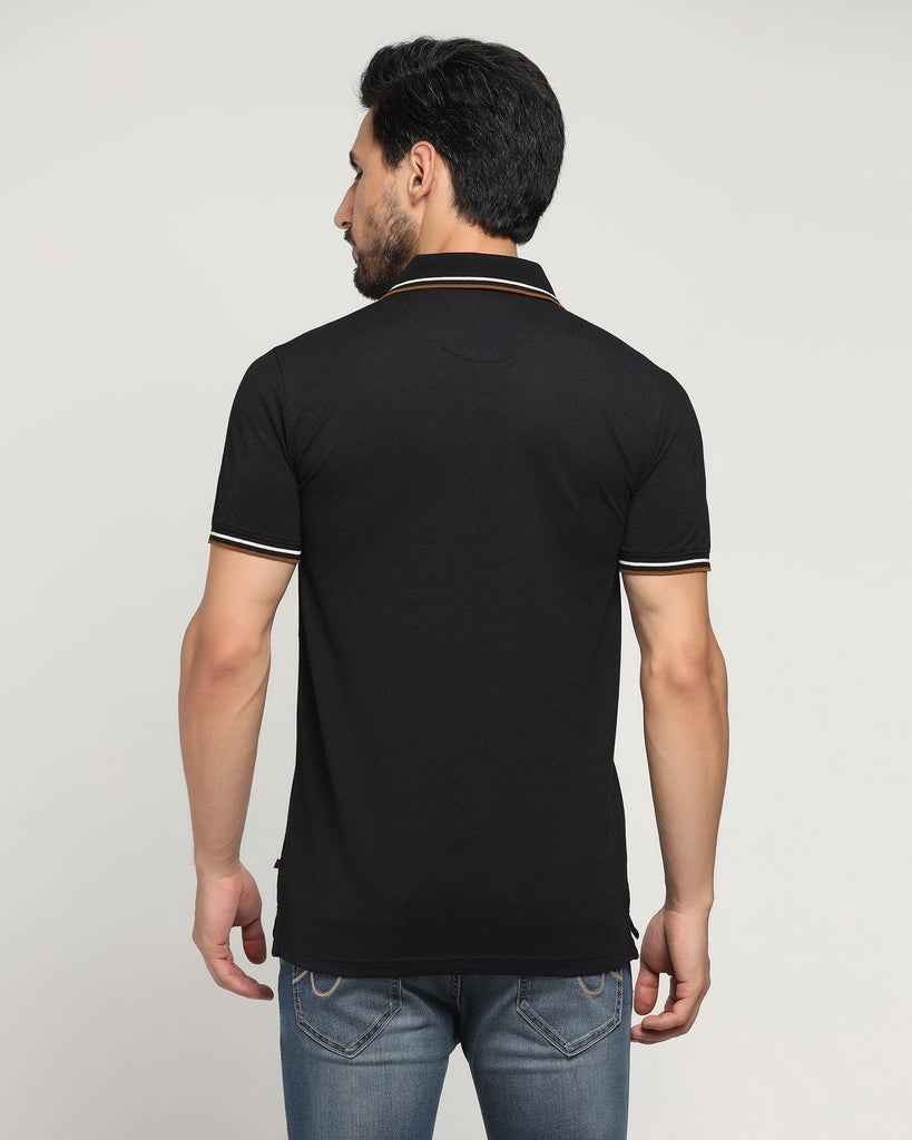 Polo Black Solid T-Shirt - Aquarius