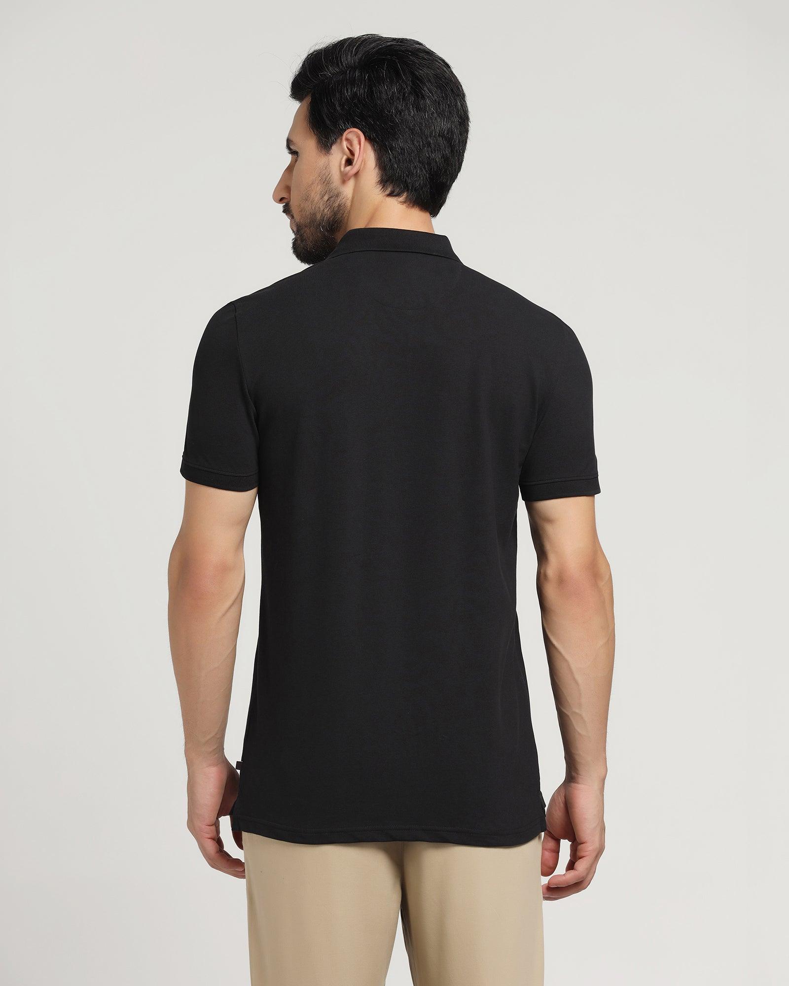 plain black polo t shirt mens