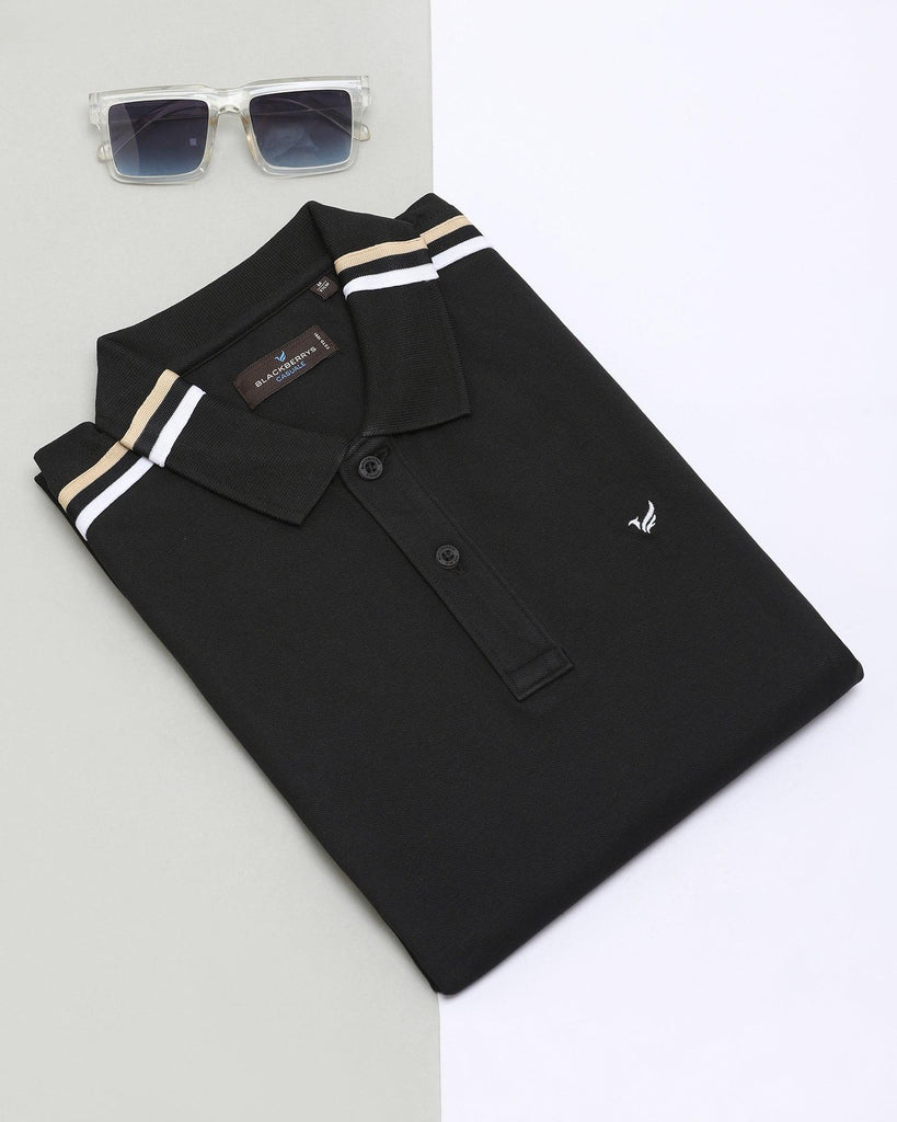 Polo Black Solid T-Shirt - Kuro