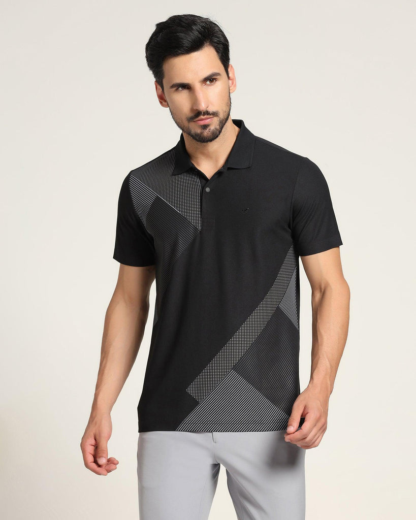 TechPro Polo Black Solid T-Shirt - Walker