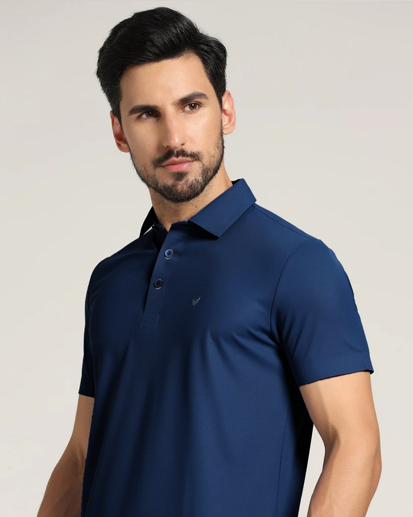 TechPro Polo Blue Solid T-Shirt - Alec