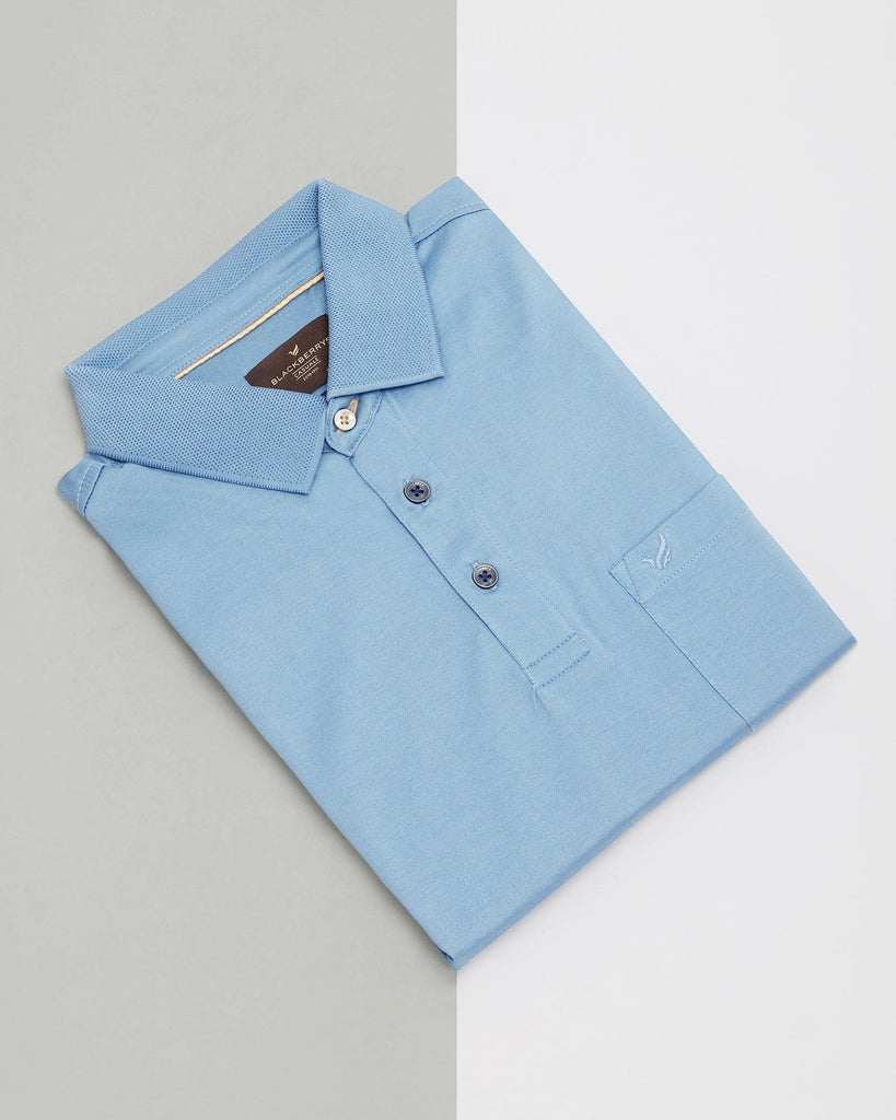 Polo Blue Solid T-Shirt - Tango